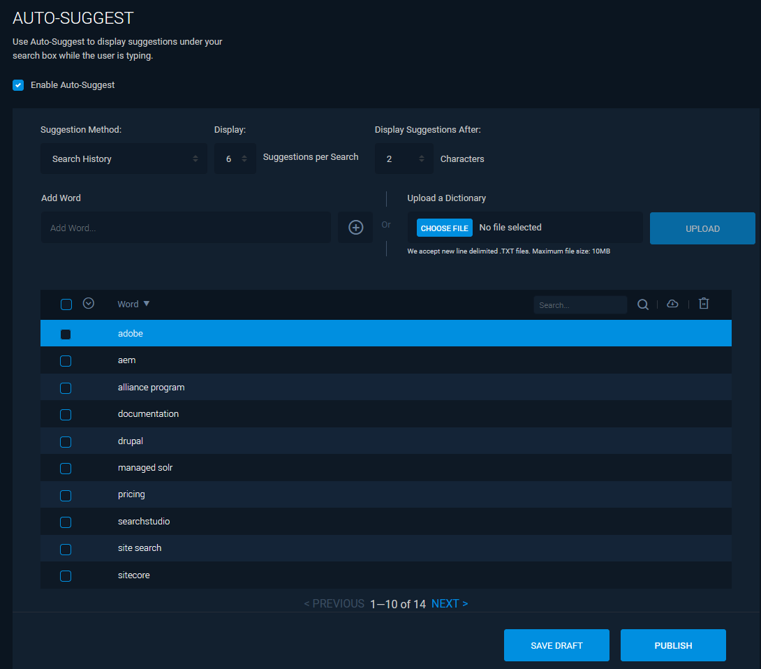 screenshot of Site Search